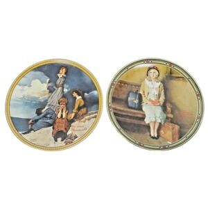 Norman Rockwell 2 Collector Plates Young Girl's Dream and Waiting on the Shore
